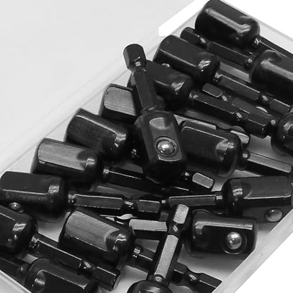 20 Pack 1/2" Square Socket Bit Adapter & Hex Impact Socket Bits | 1/4 Hex Shank, Black, For Drills, Drivers, Impact Wrenches, Automotive DIY Repairs - size: 1/2"