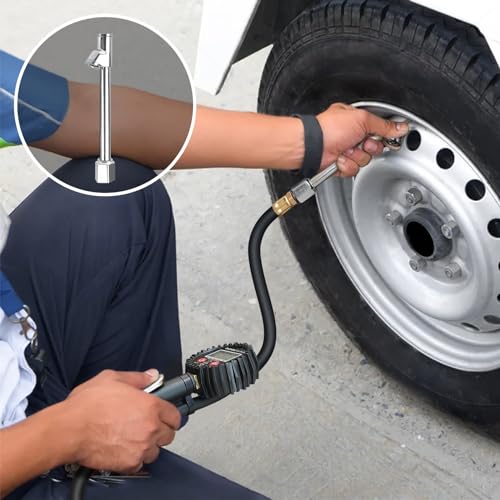 ENDARK Tire Inflator Pressure Gauge for Air Compressor - Digital Air Chuck | 3-250 PSI, 1% Accuracy, 0.1 PSI Resolution, 360° Rotating Chuck, Extended Hose, Dual-Head Chuck, Hard Carrying Case - color: Gray