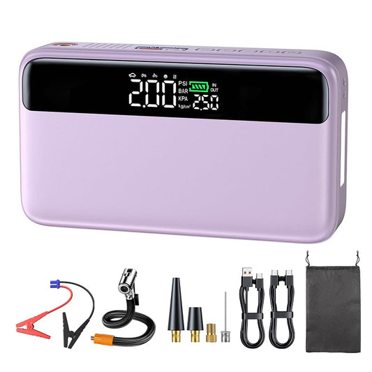 PD 65W Portable Car Jump Starter with Air Compressor,3000A Portable Jump Starter Pack with 150PSI Tire Inflator,(Up to 8L Gas/6.5L Diesel Engine),Fast Charging Power Bank (Pink) - color: Pink
