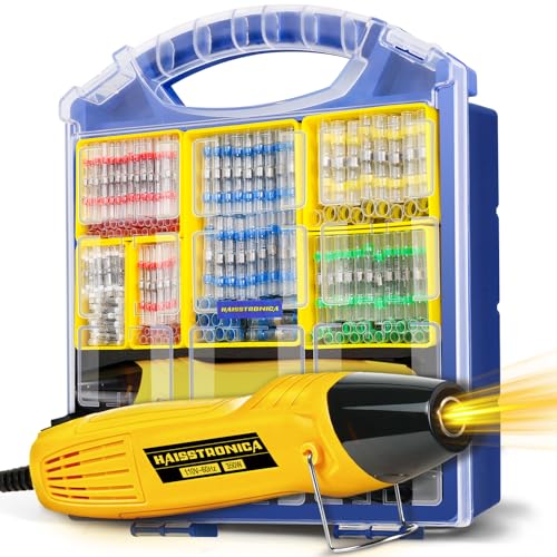haisstronica Solder Seal Wire Connectors Set with Heat Gun,Waterproof Electrical Connectors Moving Storage Boxes Heat Gun for Automotive, Marine, Wiring Repair (360PCS) - size: 360PCS