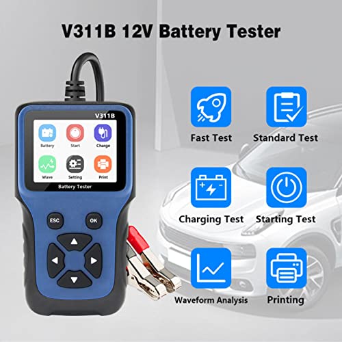 Battery Load Scanner Tool, 2.8 inch Display 12V Car Battery Tester V311B Multi Functional 100-2000CCA Powerful for Pick Up Truck