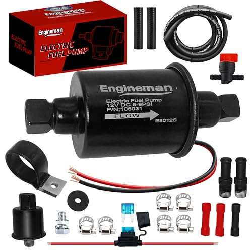 Universal Electric Fuel Pump 12V 5-9 PSI Inline External 5/16 Inch Compatiable with Gas Diesel Marine Carburetor Marine E8012S with 6.56 FT 5/16" ID Fuel Line Hose - size: E8012S 5-9 PSI+ 6.56ft Hose