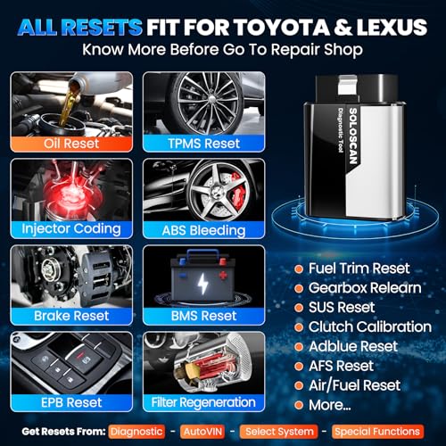 KINGBOLEN SOLOSCAN Bidirectional Scan Tool for Toyota & Lexus | Lifetime Updates, Bluetooth for iOS & Android App, Full System Diagnosis, Resets, Active Tests, AutoVin, No Subscription
