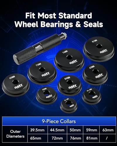 Orion Motor Tech Bearing Press Kit, 10pc Bearing Race and Seal Driver Set with Seal Driver and 9 Bearing Adapters, Seal Installer Bearing Driver Kit for Bearing Installation, with Blue Case | Seal Installer Bearing Driver Kit for Bearing Installation with