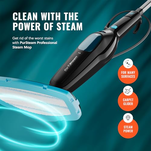 PurSteam Multi-Surface Steam Mop Floor Cleaner for Hardwood, Tile & Carpet | Multi-Surface Floor Cleaner for Hardwood, Tile, Laminate & Carpet | Fast Heating, Lightweight & Chemical-Free Cleaning - size: Steam Mop - Multi-Surface