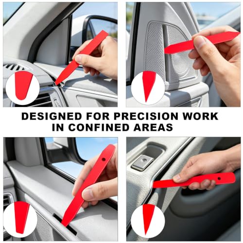 18Pcs Car Trim Removal Tool Kit Pry Tool Set, Panel Clip Pliers Door Panel Removal Tool Automotive Clip Removal Tool, Plastic Pry Tool Kit Auto with Valve Stem Caps for Car Interior Repair, Red - color: red
