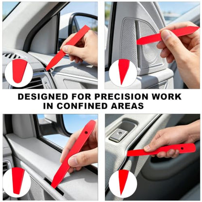 18Pcs Car Trim Removal Tool Kit Pry Tool Set, Panel Clip Pliers Door Panel Removal Tool Automotive Clip Removal Tool, Plastic Pry Tool Kit Auto with Valve Stem Caps for Car Interior Repair, Red - color: red