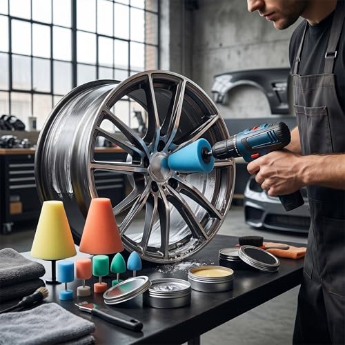 Polishing Cone Car 9 Piece Polishing Cone Sponge Set Sponge Pads 9Pcs Tool Wheels Automobile Care for Pom Buffing Kits