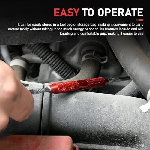 2PCS Hook & Pick Set Puller Remover, Rust-resistant Metal Automotive Oil Seal Removal Tool Kits, Anti-slip O-ring Seal Pick Tools, Universal for Most Cars (Red)