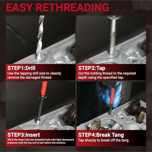 M10×1.25 Helicoil Thread Repair Kit, Thread Repair Tool with HSS Drill Bit & Thread Inserts, Metric Thread Repair Installation Kit for Rethreading Internal Threads with Carry Case