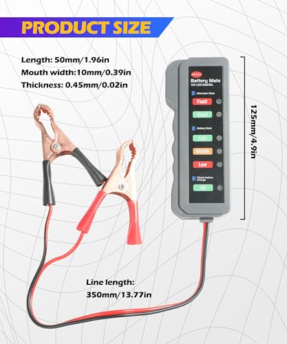 SCUARI Car Battery Tester,Car Accessories Relay Tester,12V Automotive Digital Battery Alternator Tester with LED Indication,Vehicle Battery Condition Detector,Suitable for Most Cars,Trucks,SUVs,Vans