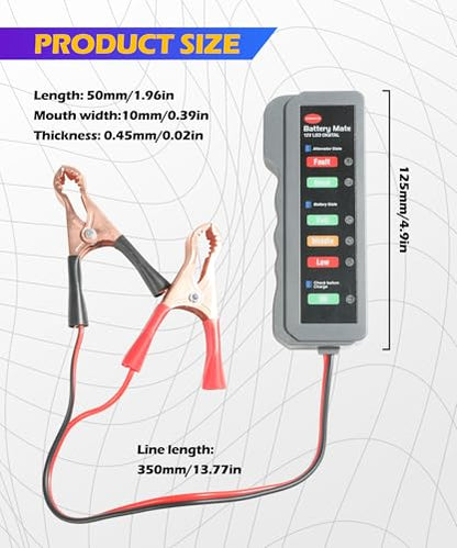 SCUARI Car Battery Tester,Car Accessories Relay Tester,12V Automotive Digital Battery Alternator Tester with LED Indication,Vehicle Battery Condition Detector,Suitable for Most Cars,Trucks,SUVs,Vans