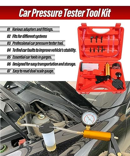 ESEWALAS Brake Bleeder Kit,Brake Bleeder Vacuum Pump Kit with Adapters,Car Accessories 2 in 1 Brake Fluid Bleeder Kit Hand held Vacuum Pump Test Set,Car Brake Clutch Bleeder Tool