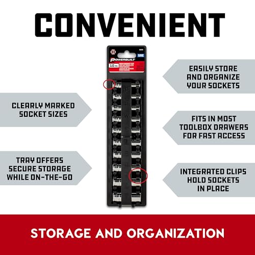 Powerbuilt 10 Piece 1/4 Inch Drive SAE 6 Point Deep Socket Set, Z-Drive Grips, Chrome Vanadium Steel, Meets ANSI Standards - 640499 - size: SAE (Pack of 1), style: 1/4" Drive