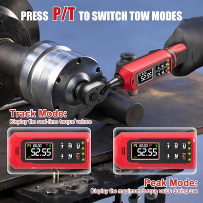 SUERCUP 3/8" 1/2" Digital Torque Wrench, 0.66-44.29Ft.Lb & 3.8-250.8Ft.Lb | ±1% Accuracy, 0.9-60N.m & 5.1-340Nm Electric Torque Wrench Set, for Auto Repair, Lug Nuts, Engine, Suspension, Moto & Bicycle - size: 3/8"&1/2" 0.9-60N.m&5.1-340N.m