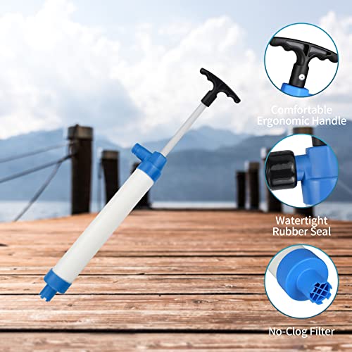 Manual Bilge Pump For Boats, Kayak, Canoe or Dinghy - Portable, Ergonomic, Gear-shaped, Black Plastic Hand Powered Kayak Bilge Pump - 2E+1 GPM, 2"L x 4"W x 28.5"H
