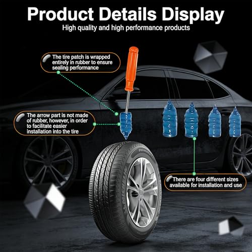 100pcs Tire Repair Rubber Nails Kit With 4 Sizes, Fast Tire Repair Tools, Vacuum Tire Repair Rubber Nail, Spiral Tire Screw Plugs, Tire Repair Kit, Suitable For Cars, Motorcycles, Bicycles And Jeeps