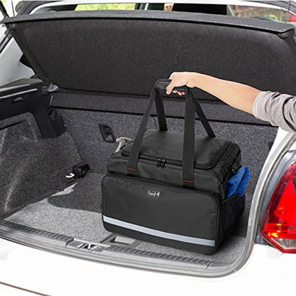samdew Large Detailing Bag, Detail Organizer for Auto Detailing Supplies Storage, Car Cleaning Caddy for Vehicle Wash Tools, Car Care Box for Detailing Bottles, Towel, Buffer and More, Bag Only