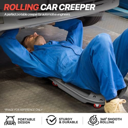 Creeper, Low Profile Under Car Rolling Creeper with Tool Trays, 300 LBS Capacity, 38" L x 20" W Ergonomic Body Design, Black