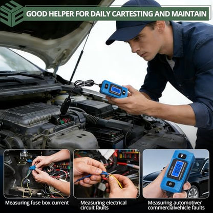 EYPINS 20A 48V Car Fuse Current Tester - High Precision Automotive Circuit Fault Probe Testers,Car Relay Fuse Blade Checker with Battery, DC Detect Pen,Backlit Display & Front Light