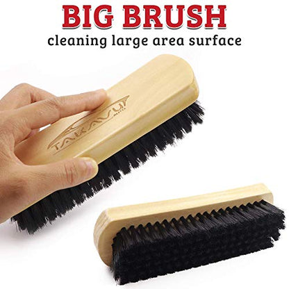 TAKAVU Leather & Upholstery Cleaning Brush Set (Black) | Car Detailing Brush for Alcantara, Leather Seats, Suede, Car Interior, Sofa & Convertible Tops - color: Black