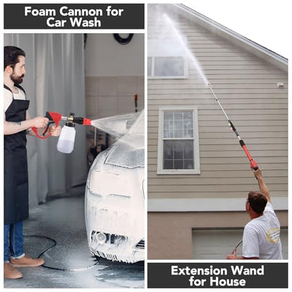 18-Pc Pressure Washer Accessory Kit with Foam Cannon, 5000 Psi | M22 14/15 Mm & 3/8 In Fit, 1/4 In Quick Connect, 6 Nozzle Tips, Brass/Stainless Steel, For Car, Siding, Gutter Cleaning - size: Extension Wands Kit