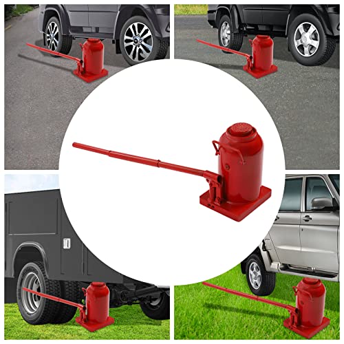 50 Ton (1102,31 lbs) Lifting Automotive Welded Hydraulic Bottle Jack, Hydraulic Stubby Low Profile Welded Bottle Jack for Repair Vehicle, Pickup, Truck, w/Manual Handle, Red, ﻿ - color: 50 Ton