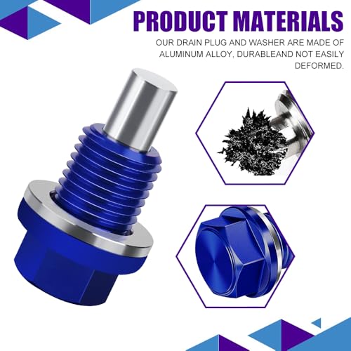 M14×1.5 Magnetic Oil Drain Plug, Transmission Oil Plug, Oil Pan Sump Drain Nut Bolt Screw Repair Kit, Car Magnetic Oil Drain Plug Removal Tool for Honda, Mazda, Suzuki, Jeep, Odyssey - color: Blue