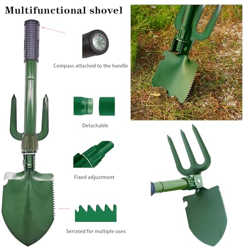 Emergency Car Kit,Automotive Safety Kits with Jumper Cables, Safety Hammer | Premium Roadside Assistance Kit for Cars Gifts for New Drivers Headlamp, folding shovel,for travel and roadside emergencies - color: Green