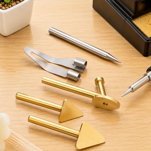 5 Pack Copper Plastic Welding Tips Triangle Smoothing Tip Replacement Plastic Welder Soldering Accessories Soldering Rod Heating Smoothing Repair Tool for Plastics Welding Car Bumper Kayak Repair