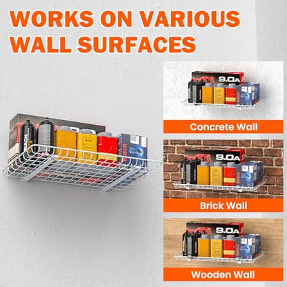 Ultrawall Wall Mounted Storage Shelf, Garage Shelves 24x12 Inch, Metal Shelf Rack, Heavy-Duty Wall Organizer for Closet, Kitchen, Laundry Room 2 Pack, White - color: White