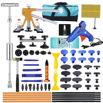 GLISTON Auto Dent Puller Kit with Golden Lifter Dent Remover, Car Body Slide Hammer Paintless Dent Repair Set for Vehicle Dent Removal - size: XL