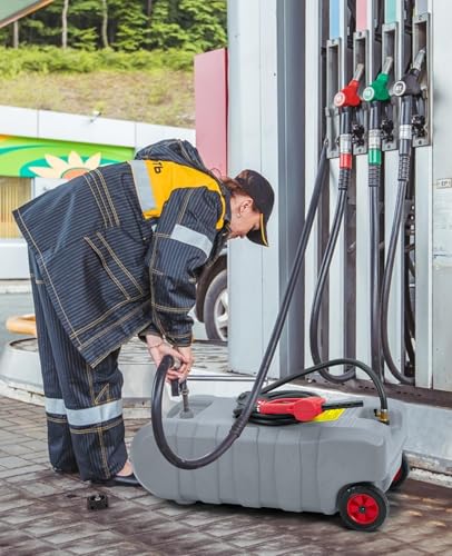 15 Gallon Gas Can, Portable Fuel Tank With Pump, Fuel Transfer Tank, Portable Gasoline Tank On Wheels With Le Fluid Transfer Siphon Pump and 10-Inch Hose for Cars, Boats, Lawnmowers, ATVs - color: Grey