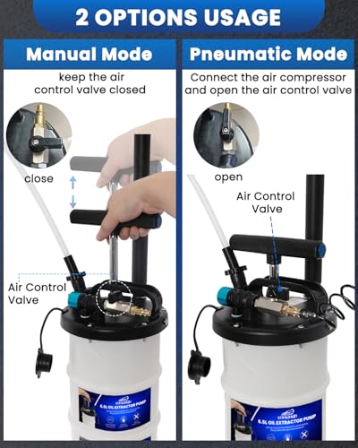 SIXIWANZI 6.5L Oil Extractor Pump, Pneumatic/Manual Fluid Extractor with Pipe Storage Units