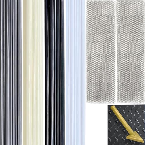 Plastic Weld Kit Plastic Welding Rods 40pcs 4 Types of Plastic Welding Heating Tip Stainless Steel Meshe Repair Rods PP/PE/PVC/ABS - size: 43Pcs(Plastic Rod+Metal Mesh+Heating Tip)