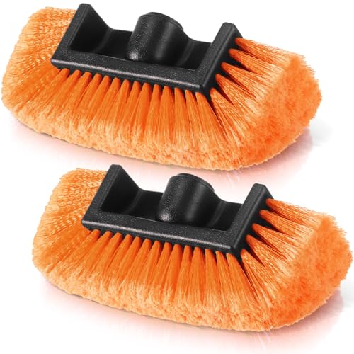Tanlade 2 Pcs Car Wash Brush Head with Soft Detailing Bristle Flow Thru Car Cleaning Brush Exterior Wash Equipment for Auto Truck RV Boat Camper (10 Inch,Orange) - color: Orange, size: 10 Inch