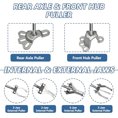 9-Way Slide Hammer Puller Set, Front Wheel Hub Bearing Remover & Rear Wheel Axle Hub Dent Shaft Puller Tool Kit Wheel Bearing Removal Tool - color: Red