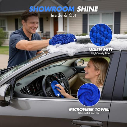 28PCS Car Detailing Kit Interior Cleaner, Car Interior Cleaning Kit with Cordless Handheld Vacuum, 2-in-1 Mop, Interior Car Detailing Brushes, Windshield Cleaner, Car Accessories Gift for Men Women