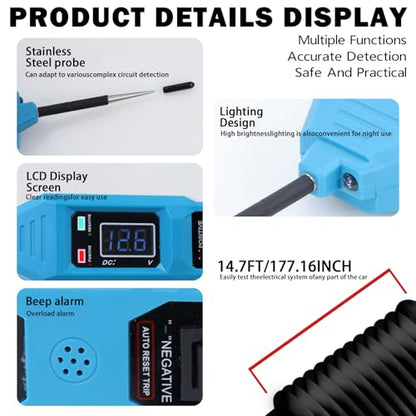 Lqito Multifunctional Car Circuit Tester Component Activation Electrical Tester 6-24V/3.5-36V AC/DC Car Power Tester Digital Display Short Circuit Finder for Continuity Testing - color: Blue