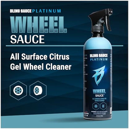 Bling Sauce Wheel Sauce Citrus Gel Wheel Cleaner, Cars, Trucks, SUVs, 24 oz | Citrus gel clings to brake dust and road grime on painted, powder-coated or chrome wheels without harming rubber - style: Wheel Sauce