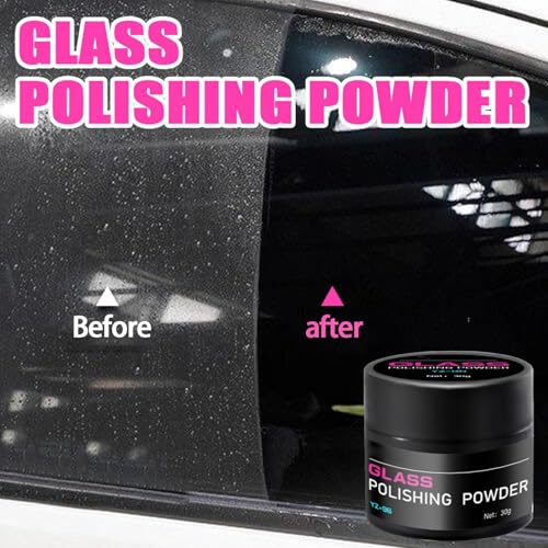 Cerium Oxide Glass Polishing Powder | Car Glass Oil Film Cleaner | Multifunctional Scratch Remover Window Repair Tool with Polishing Pad, Removes Wiper Marks, Swirls, and Water Spots - color: 30G