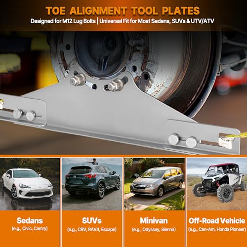 Toe Alignment Tool Toe Plates Wheel Alignment Tool Automotive with 2 Tape Measures and 1 Digital Angle Finder Provides Accurate Fast Wheel Alignment Measurements for Car, ATV, UTV - size: Applicable to M12 hub bolts