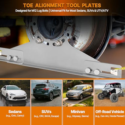 Toe Alignment Tool Toe Plates Wheel Alignment Tool Automotive with 2 Tape Measures and 1 Digital Angle Finder Provides Accurate Fast Wheel Alignment Measurements for Car, ATV, UTV - size: Applicable to M12 hub bolts