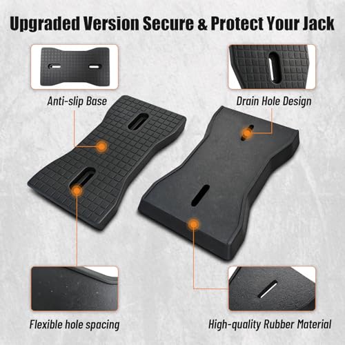 HOXWELL RV Stabilizer Jack Pads 4 Pack, Heavy Duty Solid Rubber Scissor Jack Leveling Blocks, RV Jack Foot Protection Pads for Trailer, Camper & 5th Wheels, Non-Slip Sturdy Support, Black - size: 4 Pack