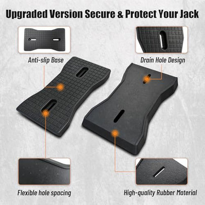 HOXWELL RV Stabilizer Jack Pads 4 Pack, Heavy Duty Solid Rubber Scissor Jack Leveling Blocks, RV Jack Foot Protection Pads for Trailer, Camper & 5th Wheels, Non-Slip Sturdy Support, Black - size: 4 Pack