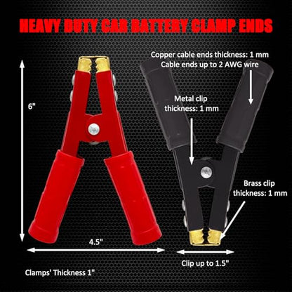 Ampper Replacement Jumper Cable Clamps, 1000A Heavy Duty Car Battery Clamp Ends for Jumper Cables, Jump Starter, Charging and Testing (2 Pair) - color: 1000A, size: 2 Pairs