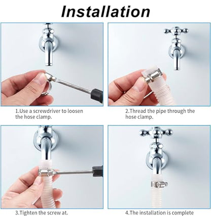 20Pcs Adjustable Stainless Steel Hose Clamps Assortment Kit, 1/4-2 in (6-51mm) Worm Gear Pipe, Fuel LineHeavy Duty for Plumbing, Washing Machine, Mechanical，Garden and Automotive Hose Connections - size: 20 pcs (1/4'' - 2'')