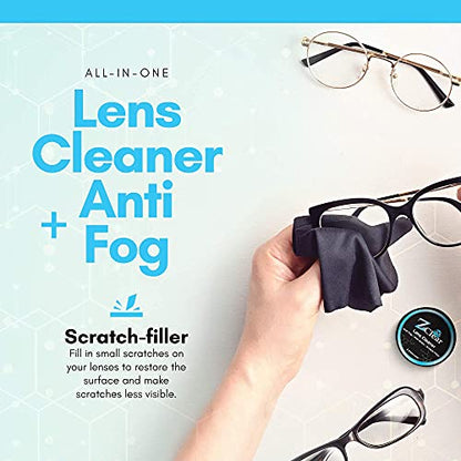 Z Clear Lens Cleaner Paste for Glasses & Sunglasses + Microfiber Cloth | Crystal-Clear Streak-Free Clean, Stays Fog-Free 1-3 Days | 300+ Uses | Safe for AR & Blue Light | Alcohol-Free | Made in USA