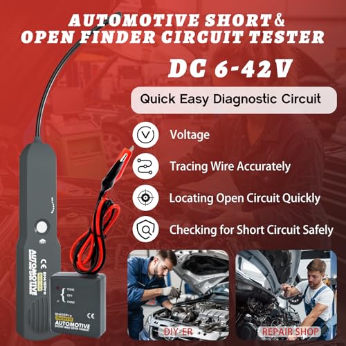Automotive Circuit Tester, EM415Pro Automotive Electrical Open&Short Finder Circuit Tester, DC 6-42V Fault Probe Cable Tracer, Circuit Breaker Finder for Car, Boat,Trailer etc (No Battery)