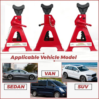 HENBOW Jack Stands,3 Ton(6600 Lbs) Capacity Car Jack Stand with Lock Pin,11.02"-16.14" Adjustable Height for Cars Trucks,Garage, SUV, UTV/ATV,1 Pair，Red - color: Red